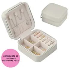 Caixa de Jóias Portátil com Compartimentos Organizados 10x10x5cm