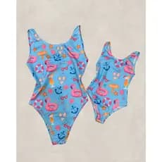 Kit Body Mãe e Filha tema Floral Roupa Infantil de menina para mãe maiô mãe e filha