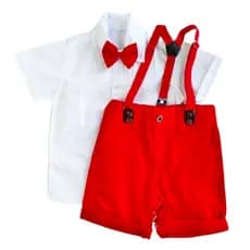 Conjunto de natal BLUSA natalino para menino com gravata e suspensório ROUPA INFANTIL
