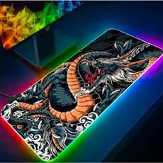Mousepad Gamer Extra Grande Com Led Rgb 11 Cores 80x30cm -Dragão