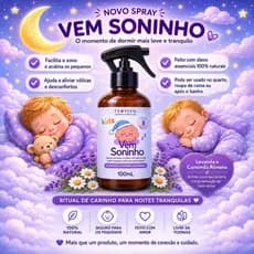 Spray de Ambiente Infantil Vem Soninho Kids 100ml -  Lavanda e Camomila Romana para Rotina do Sono