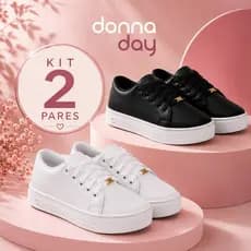 Kit 2 Pares Tenis Feminino Casual Donna Basico Leve Confortavel Minimalista Dia a Dia Promocao Frete