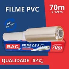Rolo Fácil Filme PVC Plástico Cabo Giratório 70m Multiuso Embala Protege Alimentos Qualidade BAC