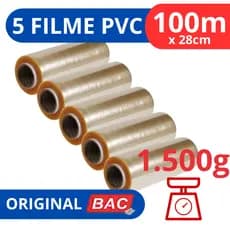 Kit 5 Rolo Bobina Plastico De Filme Pvc 28cm X 100 Metros Qualidade BAC