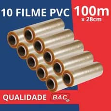 Kit 10 Rolo Bobina Plastico De Filme Pvc 28cm X 100 Metros Qualidade BAC