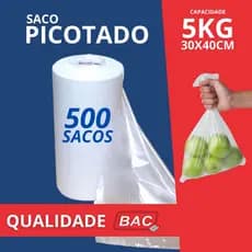 Bobina Picotada 30x40 5kg 500 Sacos Armazenar e  Embalar Alimentos Freezer Microondas Qualidade BAC