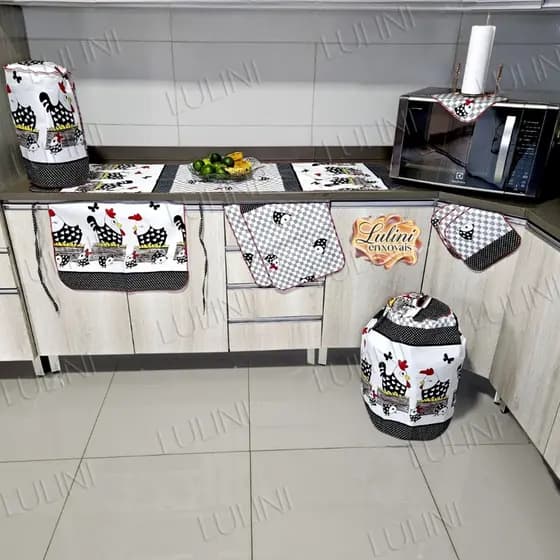 Kit Cozinha COMPLETO 10 Peças Prático Decorativo Funcional Casa Capa Uso Diário