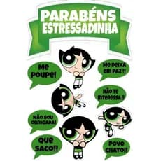 Topo de Bolo Lindinha Estressadinha Meninas Superpoderosas Topper de Papel Alta Qualidade