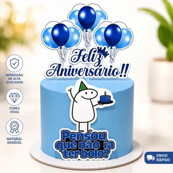 Topper de Bolo Bento Cake Flork ,topos bolo Memes Divertidos - Decoração de bolo envio rápido!