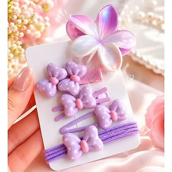 Kit Mãe e Filha Acessórios De Cabelo - Piranha Flor Perolada + Kit Presilhas Laço Menina Luxo