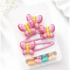 Kit Infantil de Acessórios para Cabelo com 2 Presilhas Borboleta, 2 Xuxinhas e 4 Mini Piranhas Estrela