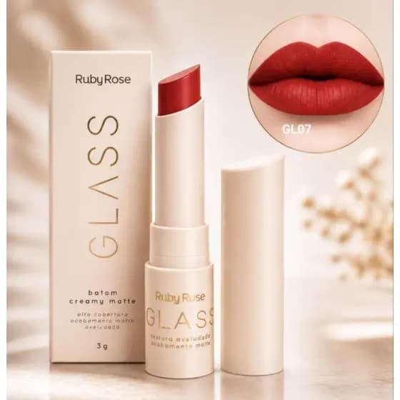 Batom Líquido Glass Ruby Rose Resistente à Água Longa Duração Alta Pigmentação