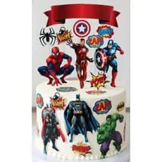 Topo ,Topper de Bolo Heróis Vingadores Hulk Homem Aranha Batman Thor Completo