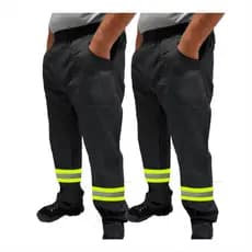 Kit C/ 2 Calça de Uniforme Carpinteiro Brim Profissional Reforçada Com Faixa Refletiva Verde