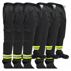 Kit C/ 5 Calça de Uniforme Servente Brim Profissional Reforçada Com Faixa Refletiva Verde