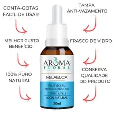 Óleo de MELALEUCA Vegetal 100% Puro com Conta-Gotas Para Micose, Fungo em Unha, Candidíase 30ml