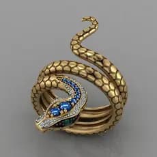 Novo elegante anel de cobra dourada azul strass banquete jóias Rock anel jóias presente atacado