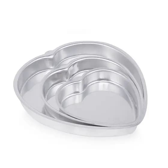 Kit Com 3 Formas Assadeira Formato Coração Aluminio Bolos Decorados Forma de bolo