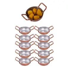 Kit 10 frigideiras pergaminho Mini Tacho em aluminio cor cobre N 10 do forno para a mesa - Finger Food / Buffet