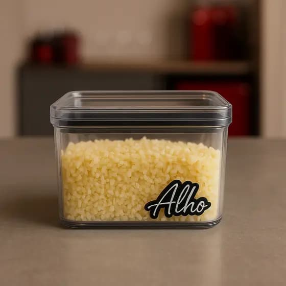 Porta alho - pote para alho - porta cebola - cozinha - porta tempero - hermético adesivo preto