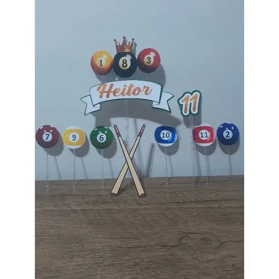 Topo Sinuca/Bilhar personalizado / Decoração Bilhar/ Festa Sinuca