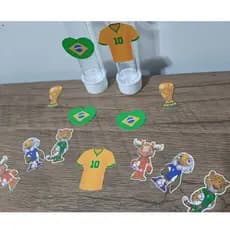 Toper de doce Copa do Mundo 2026/ Decoração Brasil/ Tag Copa do Mundo/ Aplique futebol/ Brasil