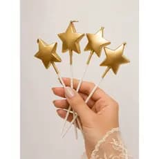 Velas para Bolo Estrela Dourada Metalizada Kit com 4 Unid. /Topo de bolo estrela /Decoração estrela