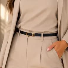 Cinto Feminino Fino Elegante Fivela Dourada Ajustável Social Casual