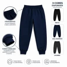 Calça Moletom Infantil Menino Jogger Punho Canelado Confortável