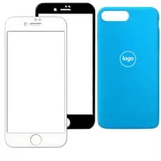 Kit Capinha e Película Para Iphone 7 ou 8 Plus Fechada nas Laterais Case Aveludada Silicone
