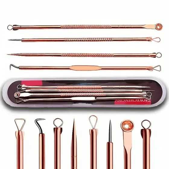 Kit 4 Peças De Extrator Removedor de Acne Cravos Espinha de Aço Inoxidável