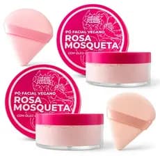 Kit 2 Pó Rosa Mosqueta Super Poderes + 2 Esponja Triangular
