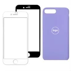 Kit Capinha e Película 3D Para Iphone 7 ou 8 Plus Case Aveludada Silicone Fechadas Nas Laterais