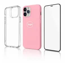kit 3 Peças IPhone 11 Pro Max Com Capa Transparente Capinha colorida e Película 3D Case Silicone