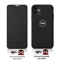 Kit Capa iPhone 11+ Película Privacidade de Vidro Temperado Proteção Total Premium