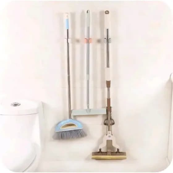 Kit 2 Suporte para Vassoura Rodo Mop Plástico Fixação com Adesivo