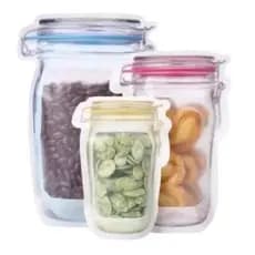 Kit Sacos Porta Alimentos Hermético Zip Lock Reutilizável