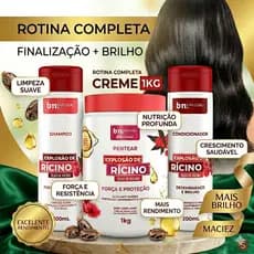 Kit Beleza Natural Rícino Shampoo + Condicionador + Creme De Pentear 1kg