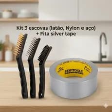 Kit Casa Prática Silver Tape + 3 Escovas Multiuso Limpeza Reparos Domésticos