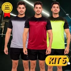 Kit 5 Camisas Masculina Academia  Dry Poliéster  Blusa Esportiva P/Academia