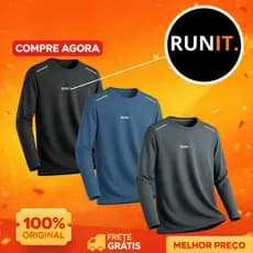 Kit 3 Camiseta Fitness Manga Longa Dry Fit Masculina Ombro Refletivo