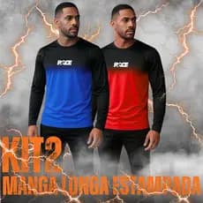 Kit 2 Camiseta Manga Longa UV Dryfit Estampada Sublimada Masculina Conforto