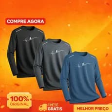 Kit 3 Camisa Dry Fit Manga Longa Esportiva Masculina Corrida Refletiva