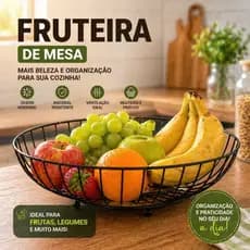Fruteira de Mesa Aramada Porta Frutas Cozinha Organizador Bancada
