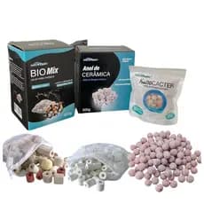 Mídia Biológica P/ Aquario Mista C/ Zíper Cerâmica Alta Porosidade Bacter Amonia Nitrito e Nitrato
