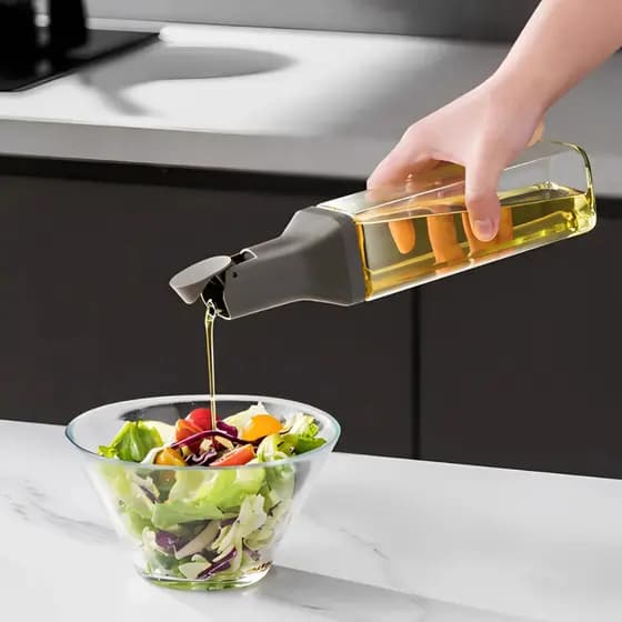 🔥 Galheteiro De Vidro Quadrado 500ml Porta Azeite Vinagre Cozinha Moderna