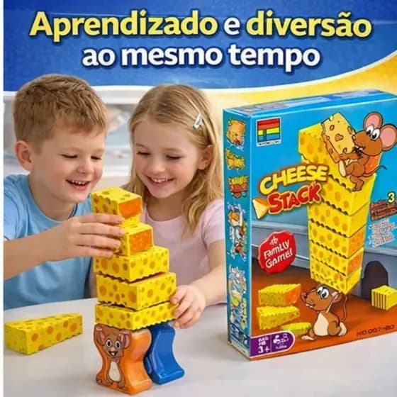 🧀 Jogo Cheese Stack Torre De Queijo Empilhamento 20 Peças Equilíbrio e Diversão