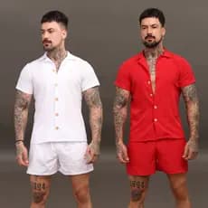 Kit 2 Conjunto Masculino Tac Tel Com Botões