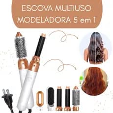 Escova Secador 5 em 1 Multifuncional PREMIUM - Alisa Modela e Penteia Cabelo Profissional Multiuso