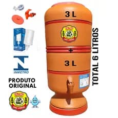 Filtro de Barro São Jorge 3+3 Litros Total 6L com Vela, Boia e Torneira